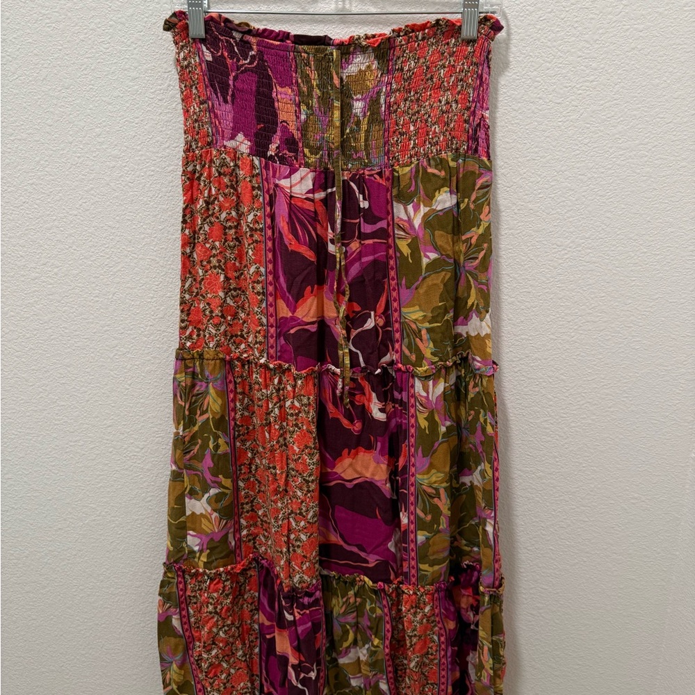 SO Pink and Red Tiered A-Line Maxi Dress Resort Wear